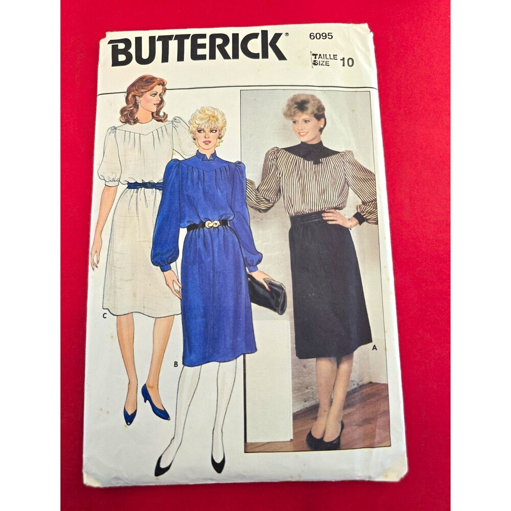 0250. Butterick 6095 Vintage 1980s Dress Pattern Women's 10 Petite Uncut